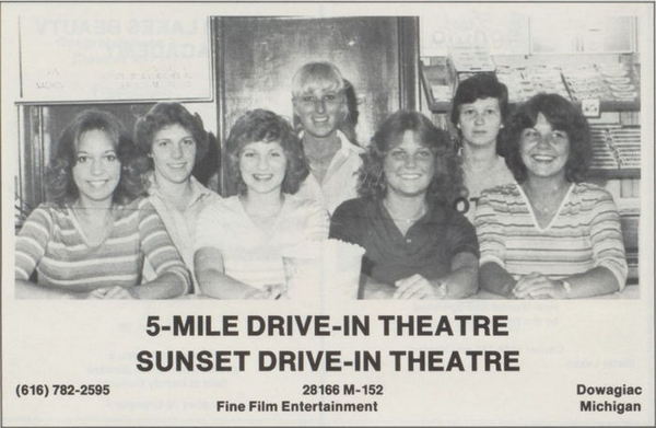 5 Mile Drive-In Theatre - Dowagiac Yearbook Ad (newer photo)